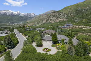 View of mountain backdrop with nearby suburban area
