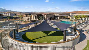 Community pool featuring a mountain view