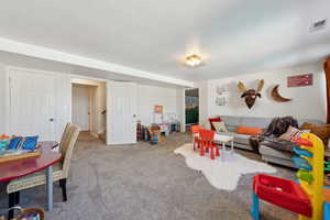 Living room featuring carpet floors