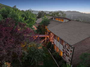 View from above of property featuring a mountain backdrop