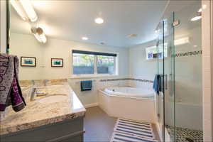 Double Vanity, Soaking Tub, and Shower