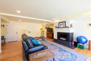 Basement Family room with gas fireplace and walk out to back patio