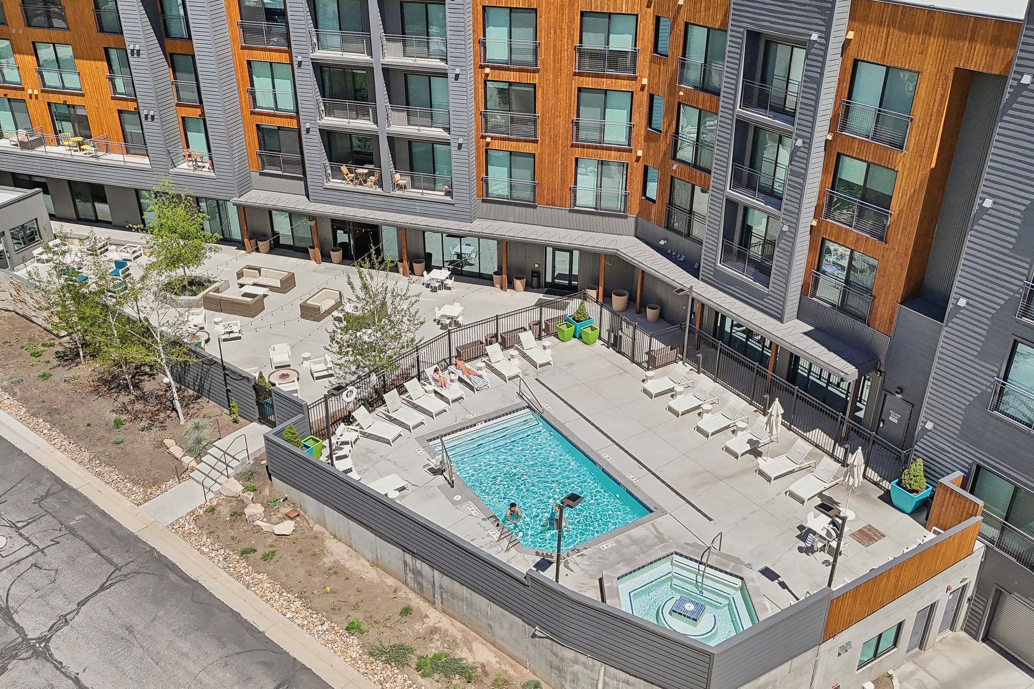 Aerial view of a pool area