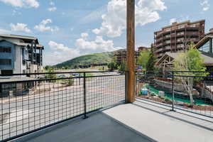 Balcony with a mountain view