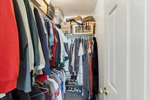 Spacious closet with carpet flooring