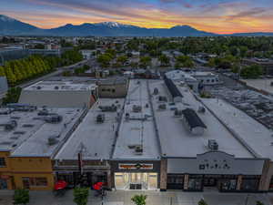 Aerial view at dusk of a mountain view
