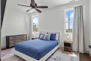 Apartment primary bedroom with ensuite