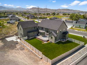 Aerial perspective featuring fully fenced backyard