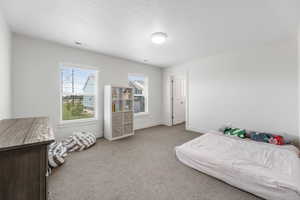 Carpeted bedroom with baseboards