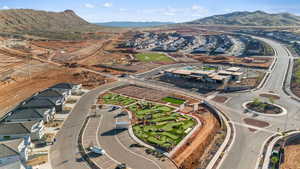 Aerial view of property's location with mountains
