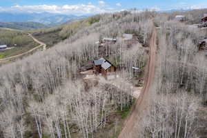 Overview of rural landscape with a mountainous background