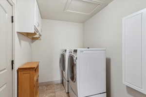 Laundry area with cabinetry.