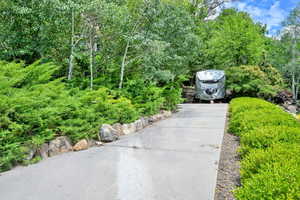 Exterior space featuring concrete driveway