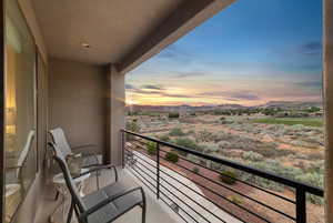 Balcony with a mountain view