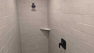 Bathroom view of a tile shower