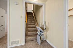 Lower family room with stair lift
