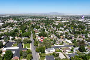 Aerial overview of property's location with view of Great Salt Lake in the distance