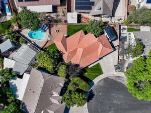 Bird's eye view of a pool area