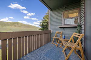 Balcony with a mountain view