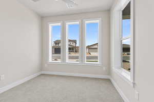Empty room with plenty of natural light, carpet flooring, and baseboards