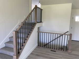 Stairs with wood finished floors