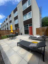 View of patio with outdoor dining space