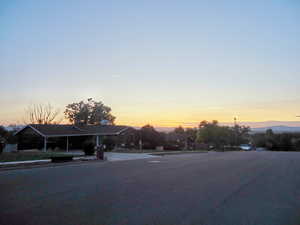 Street view with sunset