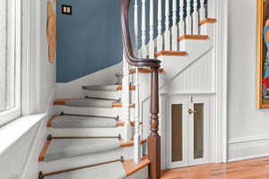 Stairs with wood finished floors