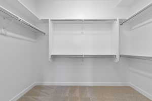 Walk in closet featuring carpet