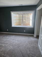 Unfurnished bedroom featuring carpet flooring, multiple windows, and baseboards