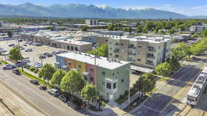 Bird's eye view of a mountain backdrop