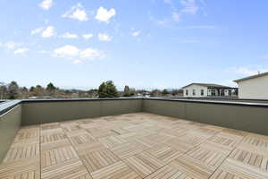 View of patio featuring a balcony