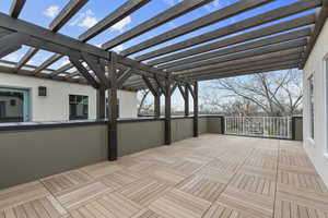 View of patio with a pergola