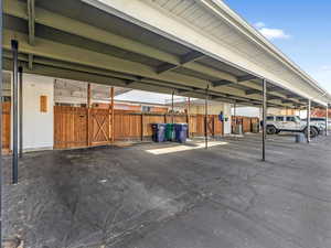 View of covered parking lot
