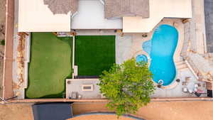 Aerial view of a pool