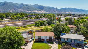 Aerial view of a mountainous background