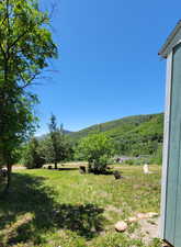 View of yard with a mountain view