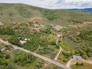 Overview of rural landscape with a mountainous background