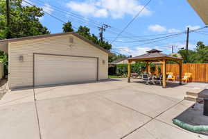 View of detached garage