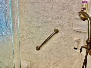 Bathroom view of a shower