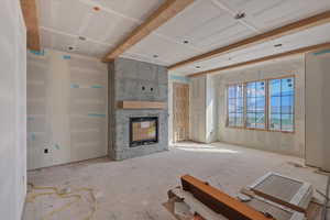 Living room with a multi sided fireplace