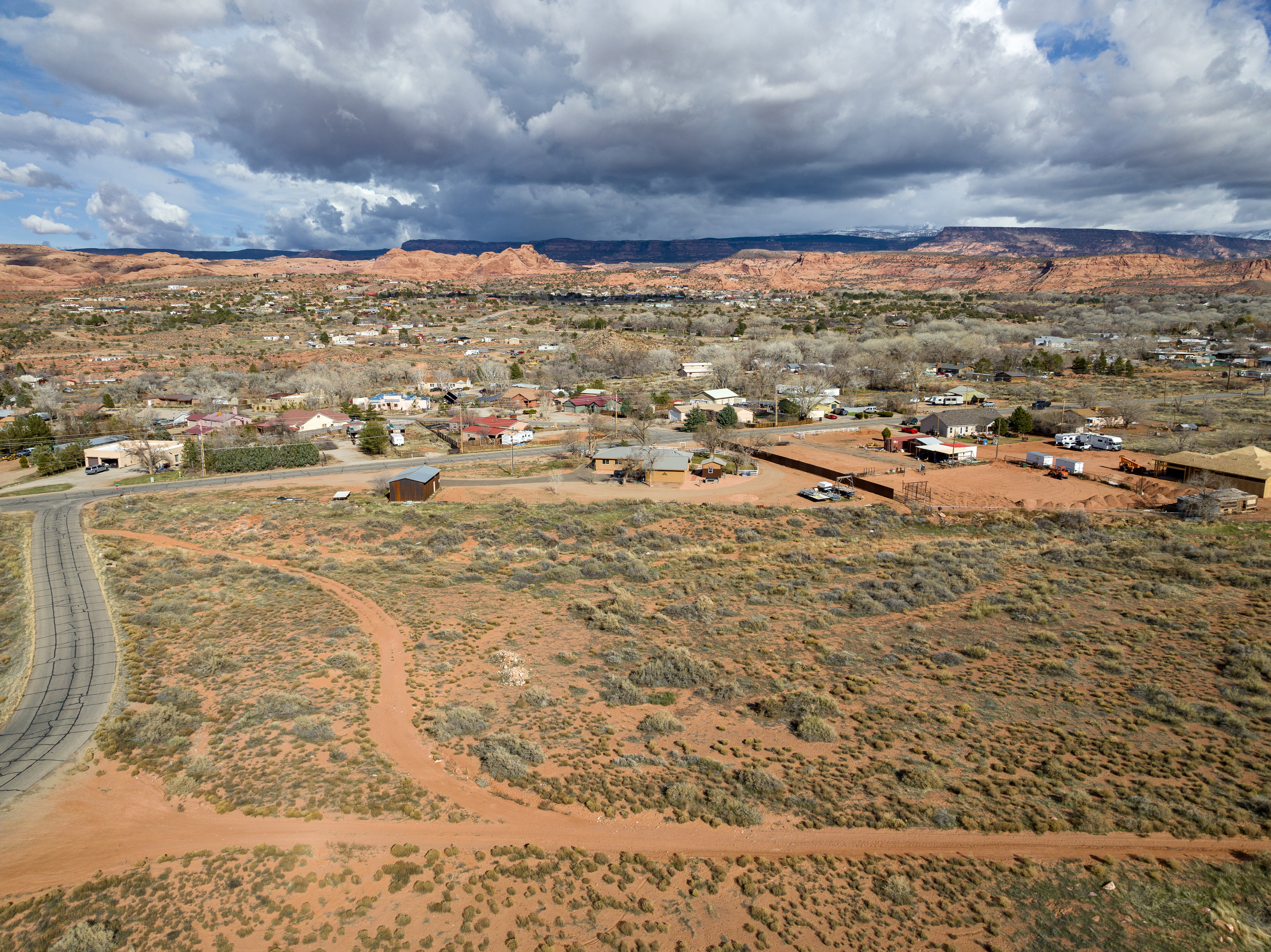 Drone / aerial view of a mountainous background