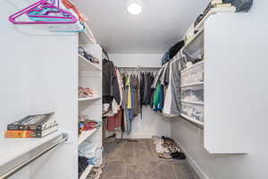 Spacious closet featuring carpet