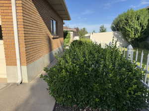 View of home's exterior with brick siding
