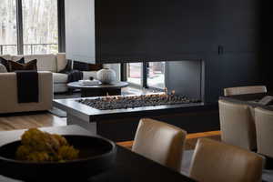 Dining space featuring light wood-type flooring