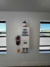 Detailed view of a fire extinguisher