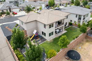 Aerial perspective of suburban area