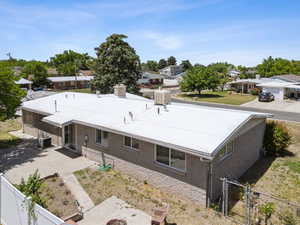 Aerial perspective of suburban area