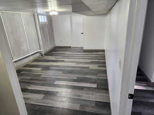 Below grade area with wood finished floors