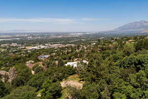 Bird's eye view of a mountainous background
